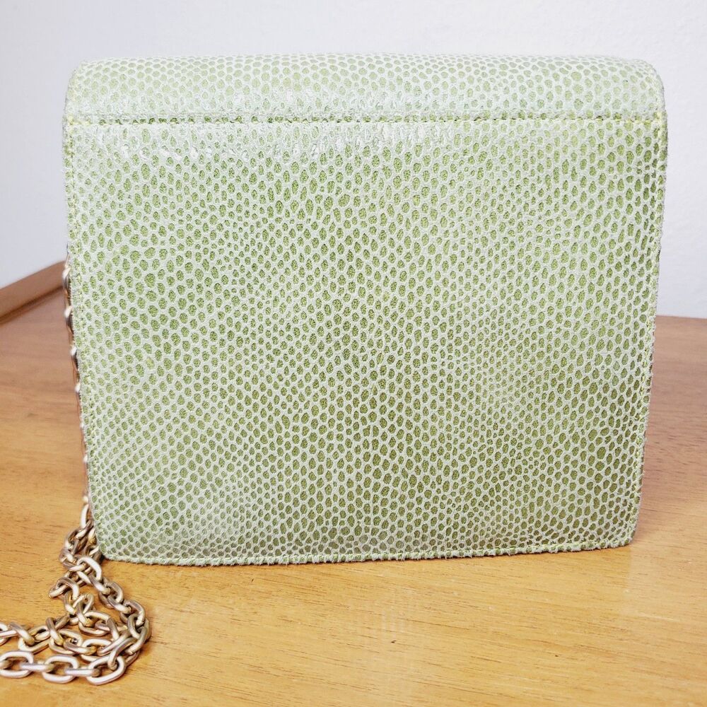 VTG OHHHH ASHLEY Mini Green Leather Purse Womens Crossbody Bag Cute Chic Chain - Picture 4 of 10